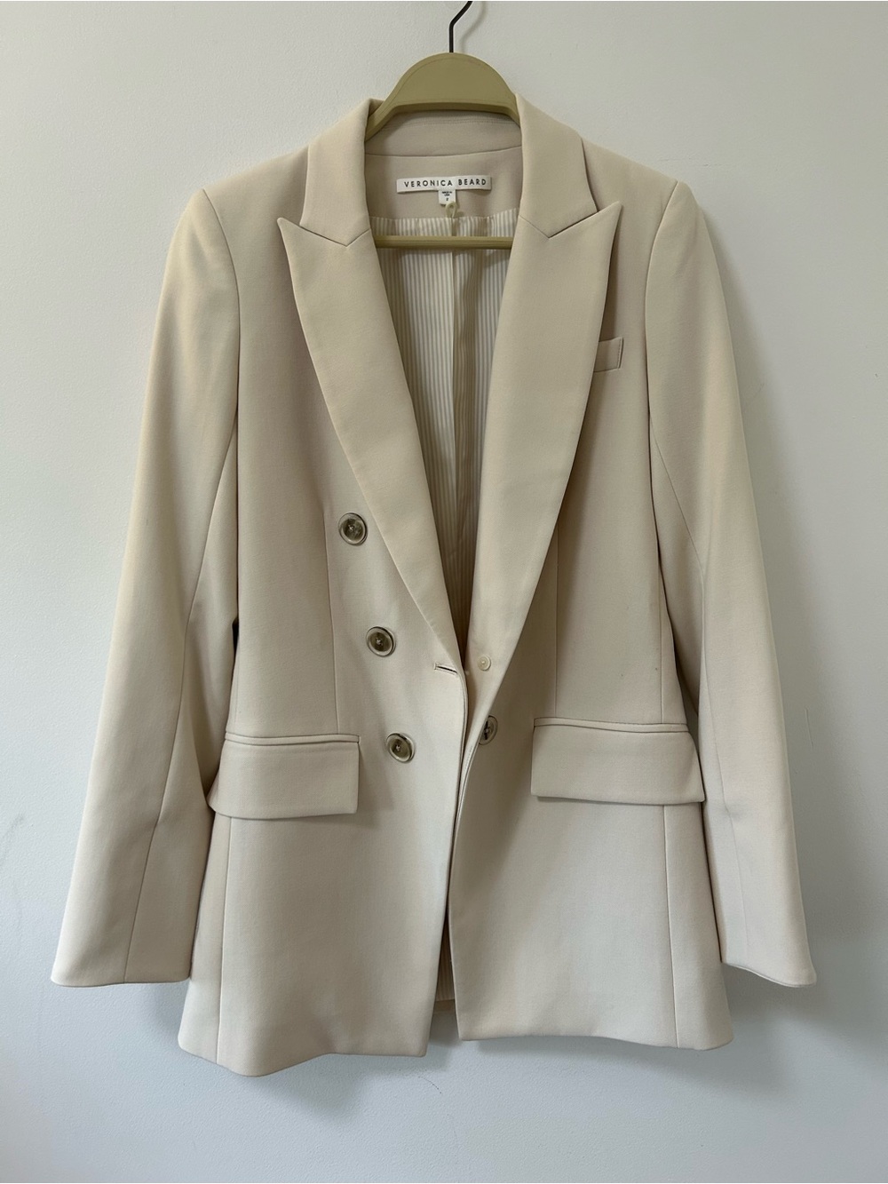 Veronica Beard Dickey Jacket Women's Cream Double-Breasted Blazer 2 USA